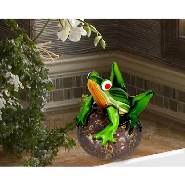 Springdale Lighting 6.75 in. Frog On Ball Handcrafted Irregular Art Glass Sculpture
