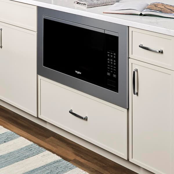 Leyton 30 in. W x 24 in. D x 34.5 in. H Ready to Assemble Plywood Slim Shaker Microwave Base Cabinet in Antique White