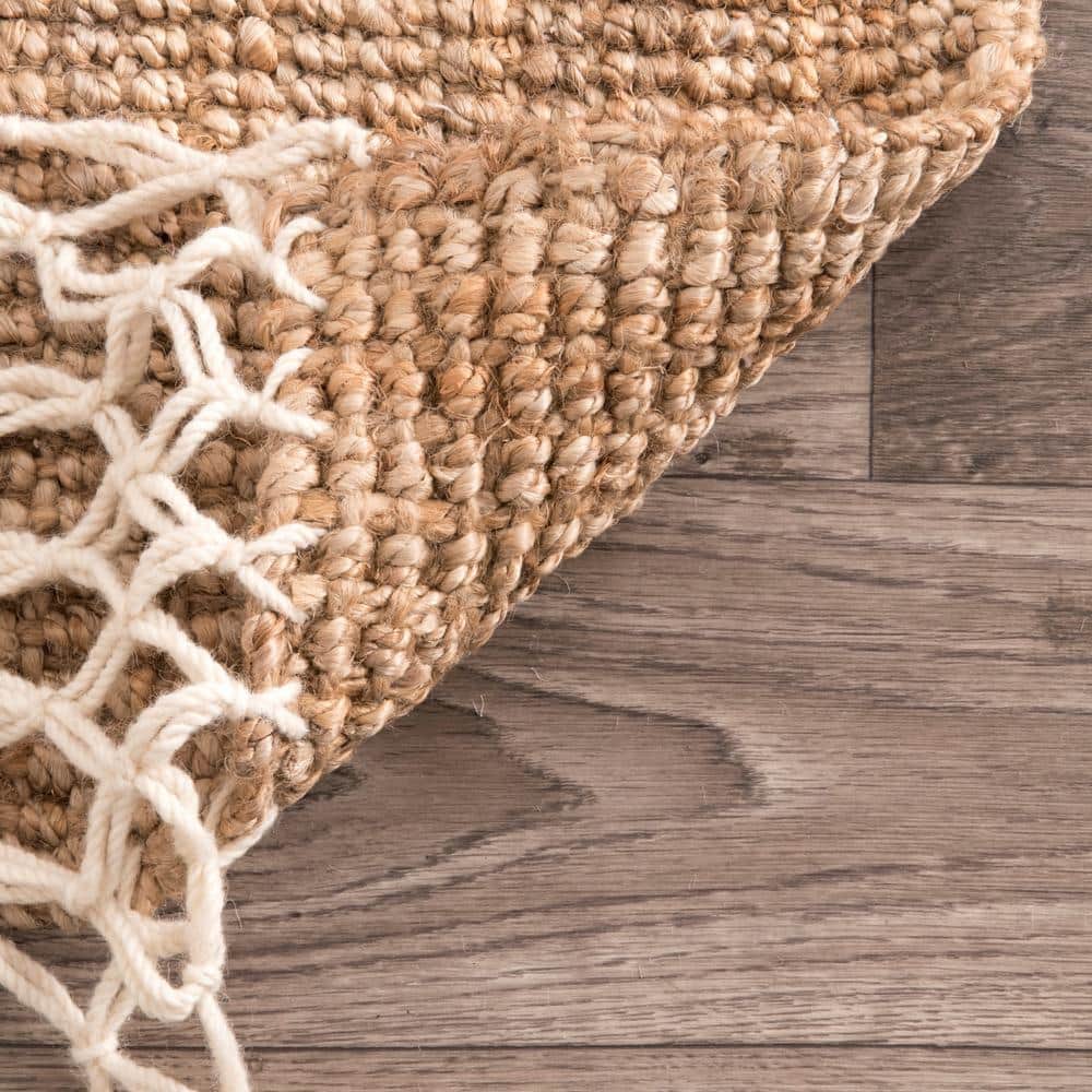 Handmade Natural Jute Tasseled Area Rug 12' x 15'