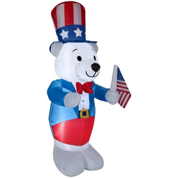 Gemmy 4 ft. Airblown Inflatable 4th of July White Bear