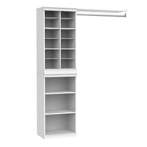 Modular Storage 47.38 in. to 57.4 in. W White Reach-In Tower Wall Mount 16-Shelf Wood Closet System