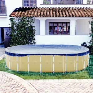16 ft. x 25 ft. Premium Oval Navy Blue Above Ground Winter Pool Cover with 4 ft. Overlap - 100 GSM