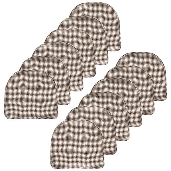 Sweet Home Collection Burgundy,Pinstripe Memory Foam U-Shaped 17 in. x 16 in. Non-Slip Indoor/Outdoor Chair Seat Cushion (12-Pack)