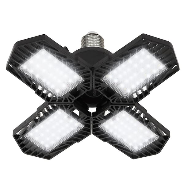 YANSUN 11 in. 60-Watt Black LED Flush Mount Adjustable LED Garage Light with Foldable Panels for Maximum Illumination