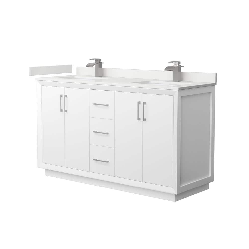 Strada 60 in. W x 22 in. D x 35 in. H Double Bath Vanity in White with White Quartz Top price history on PriceWatchPro