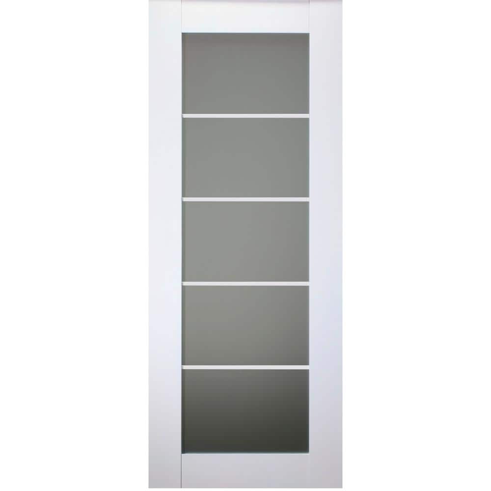 Polar White Frosted Glass Modern Interior Door Slab