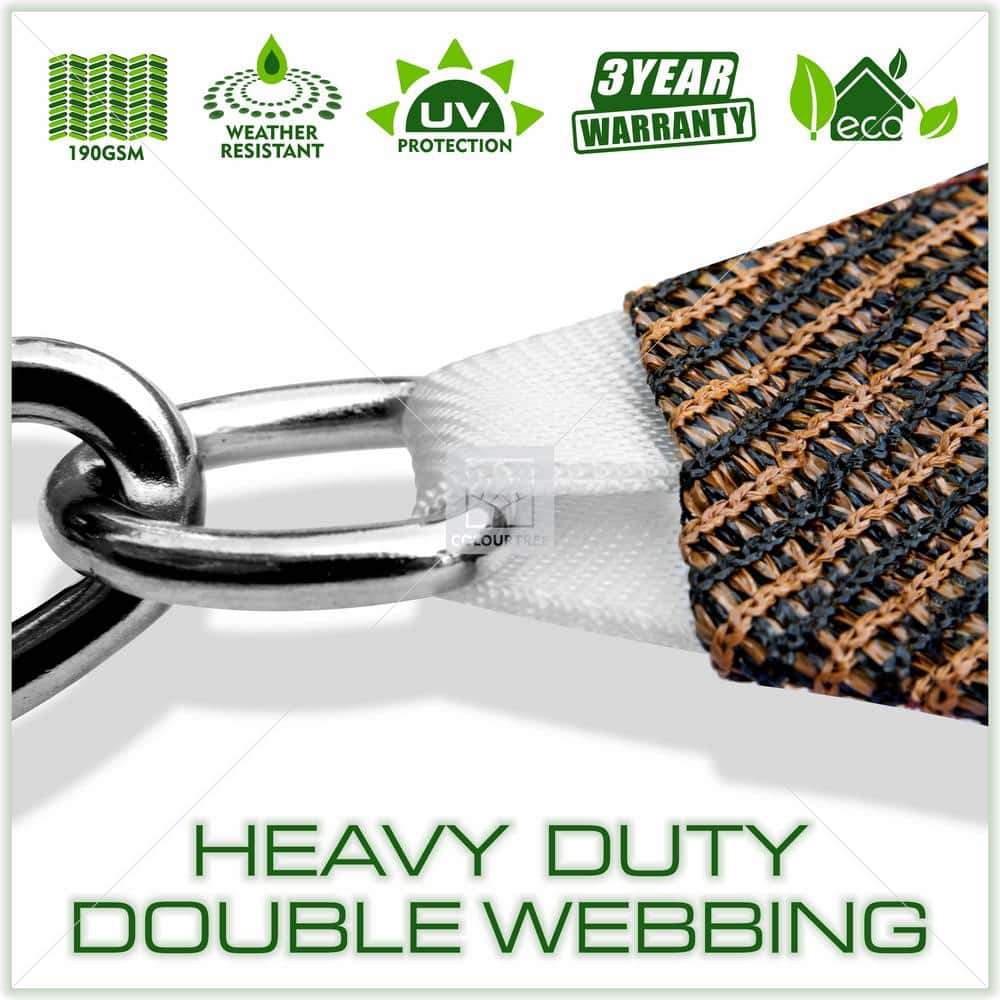 Brown 8' x 16' HDPE Rectangle Sun Shade Sail with Stainless Steel Hardware Kit