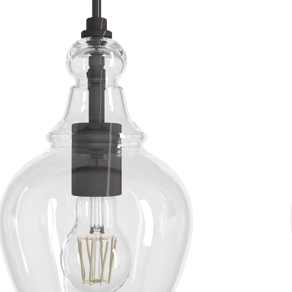 Maple Park Noble Bronze Linear Cluster Pendant with Clear Glass Shades