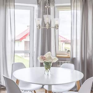 Printers Row 3-Light Satin Platinum Chandelier with Clear Seedy Glass Shades For Dining Rooms