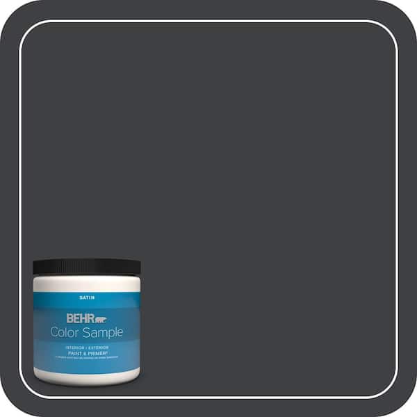 BEHR PREMIUM PLUS 8 oz. Home Decorators Collection #HDC-MD-04 Totally Black Satin Enamel Interior/Exterior Paint & Primer Color Sample