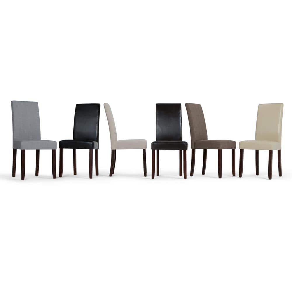 Acadian Midnight Black Faux Leather Upholstered Parsons Side Chair