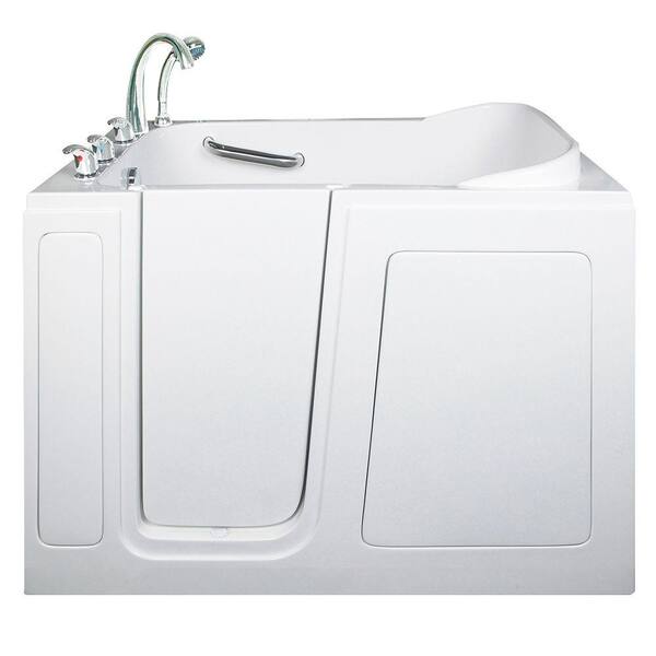 Ella Short 4 ft. x 28 in. Walk-In Air Massage Bathtub in White with Left Drain/Door