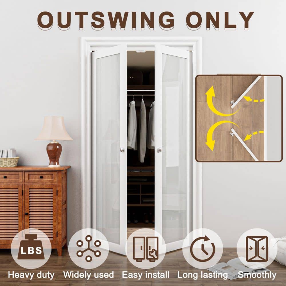 24" x 80" Frosted Glass White MDF Pivot Door