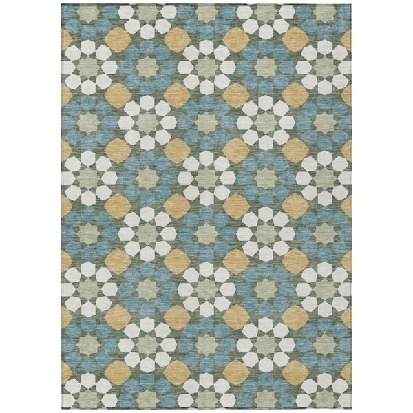 Chantille Machine Washable Indoor/Outdoor Abstract ACN2984 Basil 10 ft. x 14 ft. Area Rug