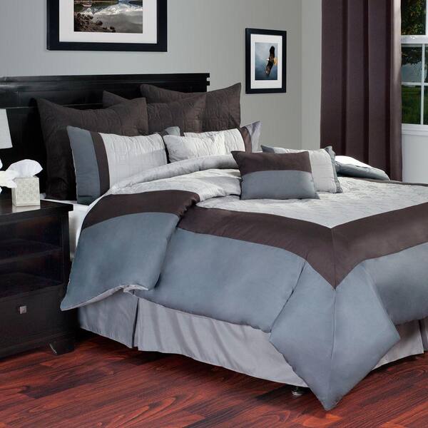 Lavish Home Hotel Gray 10-Piece King Comforter Set