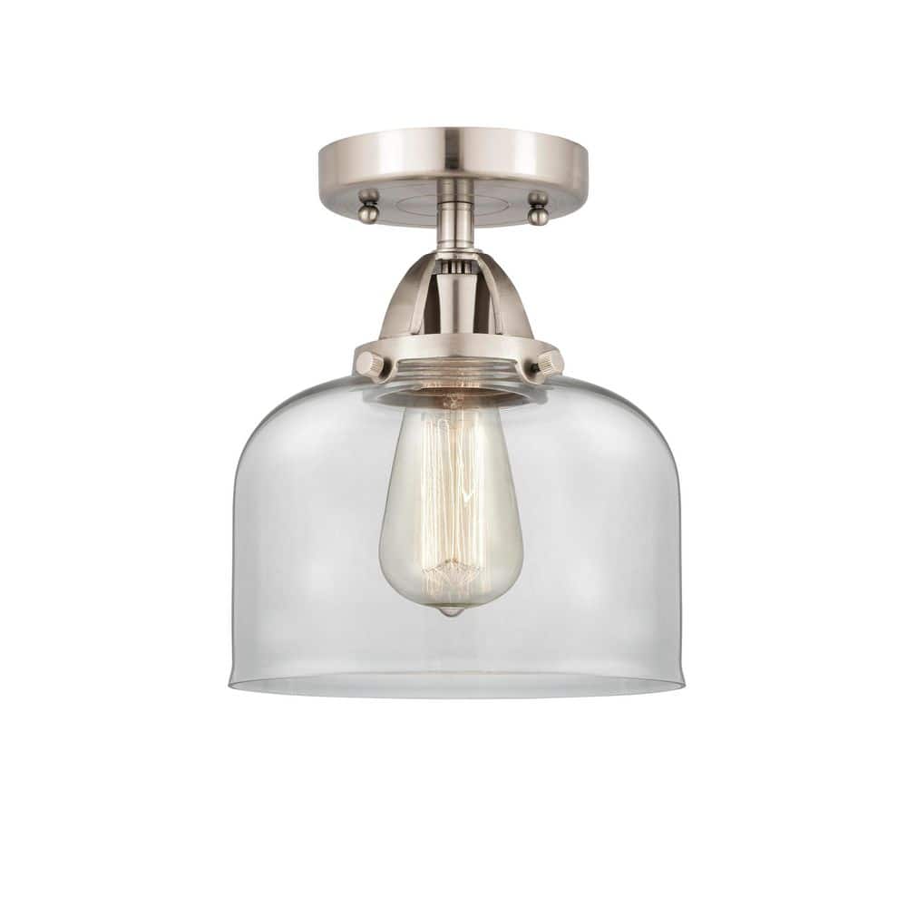 Bell 8 in. 1-Light Satin Nickel Industrial Semi-Flush Mount with Clear Glass Shade price history on PriceWatchPro