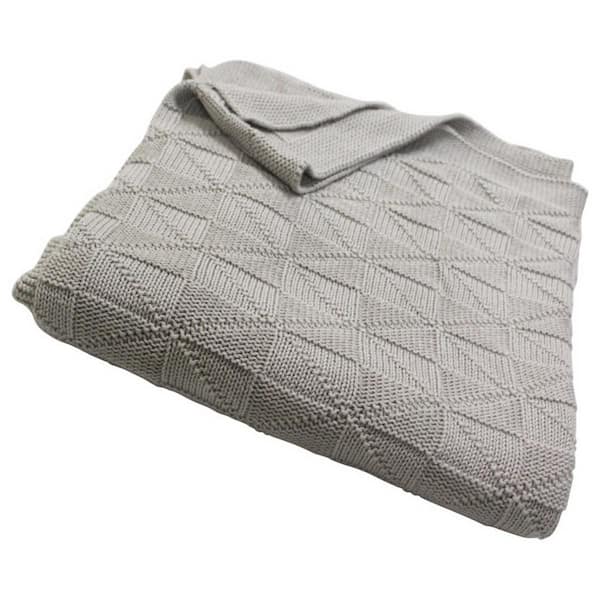 Unbranded 50 in. x 60 in., Beige Carlton Block Soft Cotton Throw