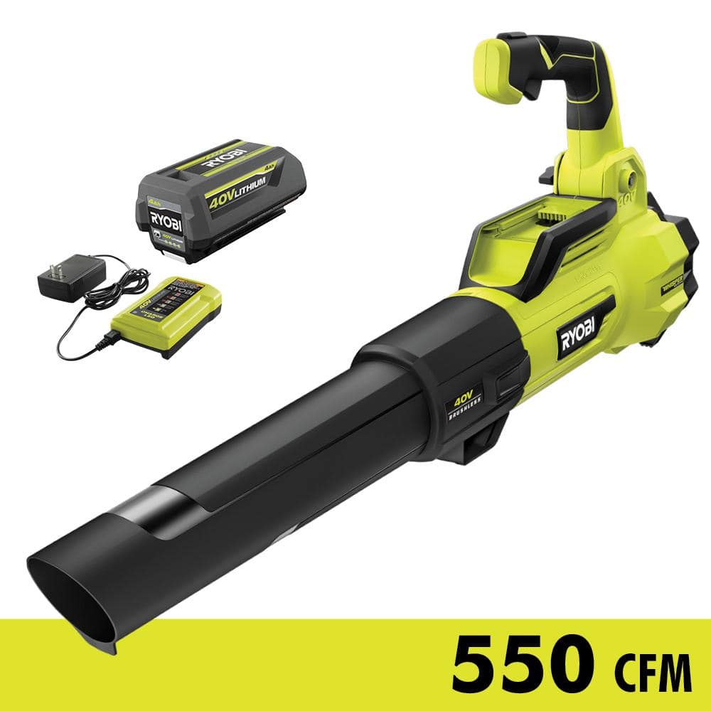 RYOBI 40V Brushless 125 MPH 550 CFM Cordless Battery Whisper Series Jet Fan  Blower with 4.0 Ah Battery and Charger RY40470 - The Home Depot