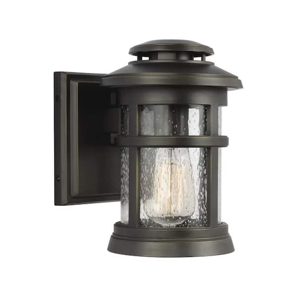 Generation Lighting Newport 1-Light Antique Bronze Outdoor 9 in. Wall Lantern Sconce