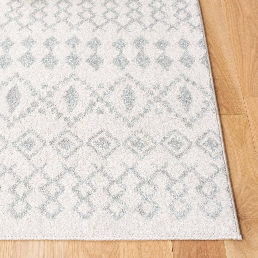 Ivory and Terracotta 79" Square Hand-Knotted Easy-Care Area Rug