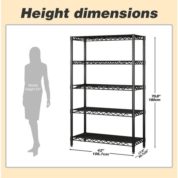 Siavonce Wire Shelving Metal Storage Rack Adjustable Shelves, Standing Storage Shelf Units for Laundry Kitchen Pantry, Black ZX-P192391 Siavonce Wire Shelving Metal Storage Rack Adjustable Shelves, Standing Storage Shelf Units for Laundry Kitchen Pantry, Black ZX-P192391