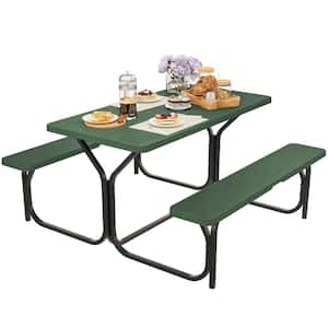 4.5 ft. Green Rectangular Outdoor Picnic Table Bench