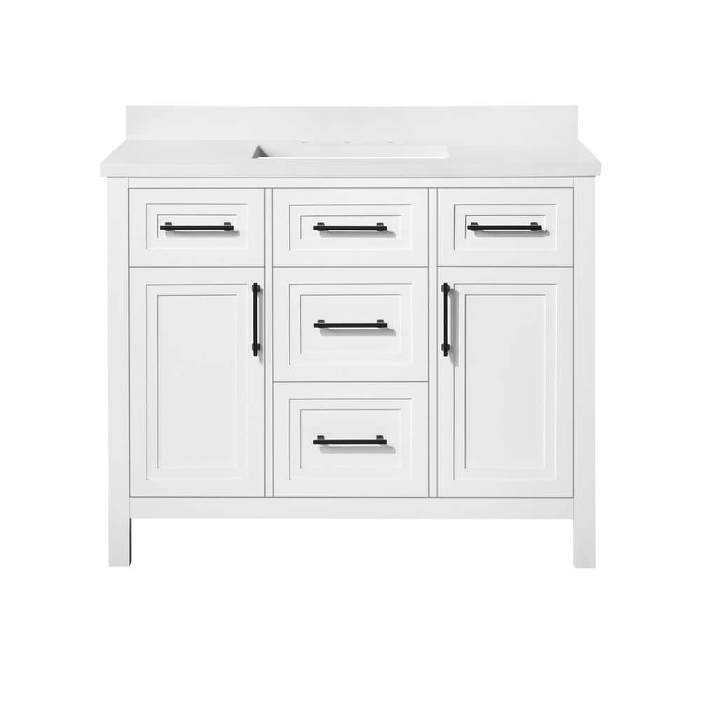 Home Decorators Collection Mayfield 42 in. W x 22 in. D Vanity in White with Cultured Marble Vanity Top in White with White Basin