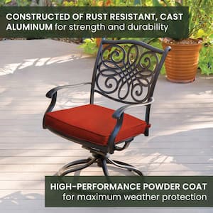 Traditions 5-Piece Aluminum Outdoor Dining Set with Red Cushions