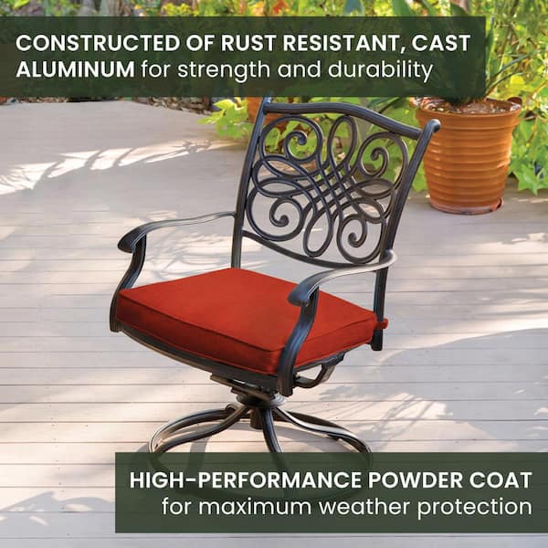Traditions 5-Piece Aluminum Outdoor Dining Set with Red Cushions