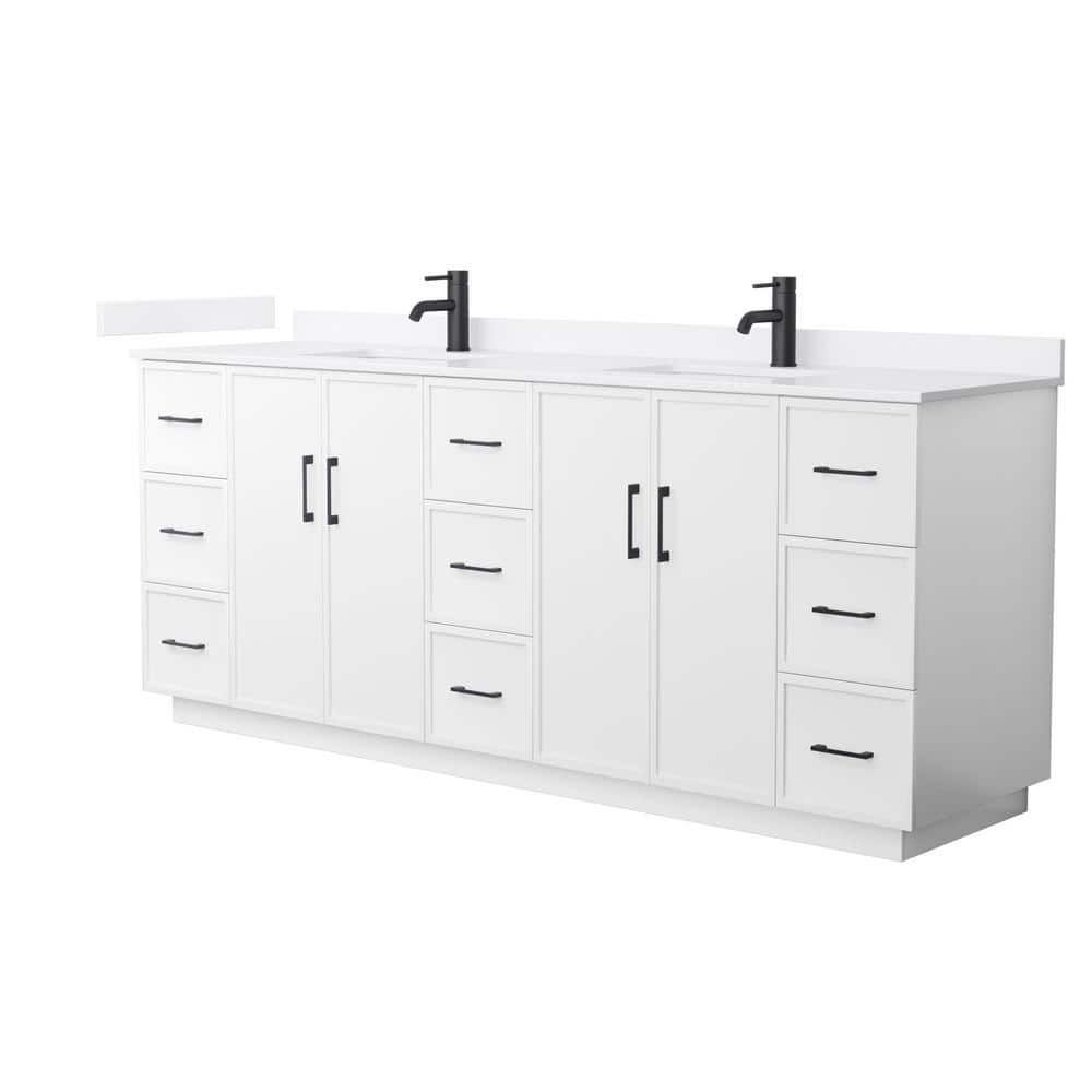 Elan TK 84 in. Double Freestanding White Bath Vanity with White Quartz Top Unassembled price history on PriceWatchPro