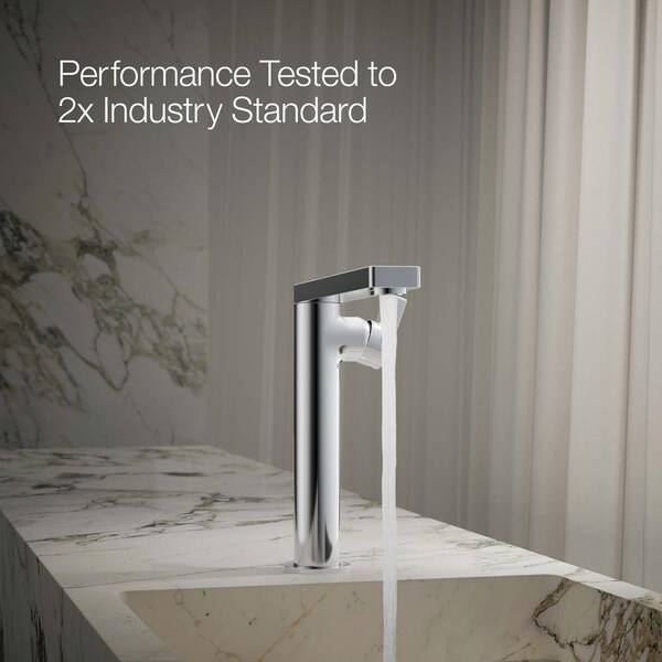 KOHLER Composed Single-Hole Single-Handle Tall Vessel Bathroom Faucet with Lever Handle and Drain in Polished Chrome