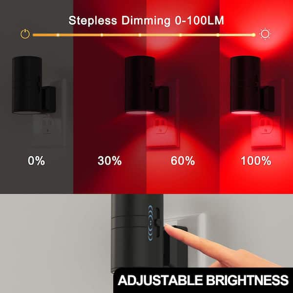 YANSUN LED Red Night Light Plug in, Dimmable Sleep Aid Light