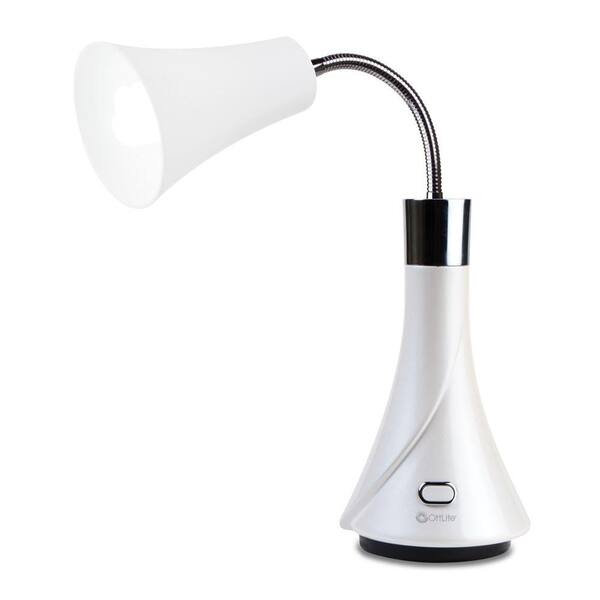 OttLite 16 in. Extendable Gooseneck Pearl Desk Lamp