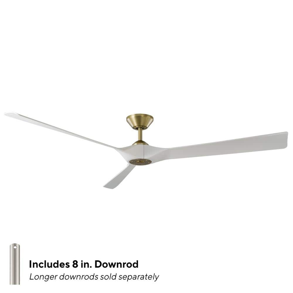 70'' Soft Brass Matte White Smart Ceiling Fan with Remote