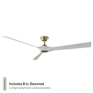 Torque 70 in. Smart Indoor Outdoor 3-Blade Ceiling Fan Satin Brass Matte White with Remote Control