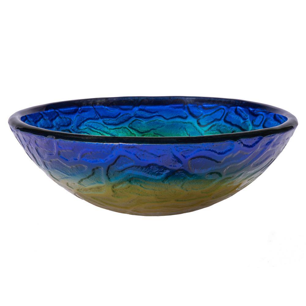 14.25'' Blue and Yellow Glass Vessel Sink