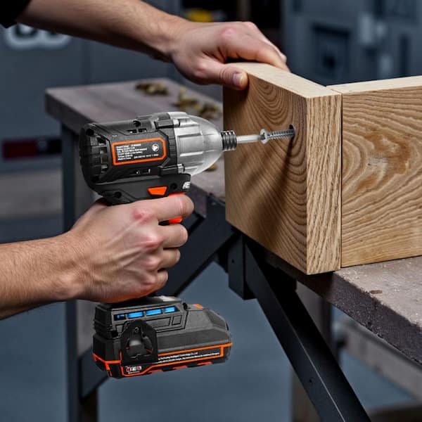 Impact Driver, 2800 RPM 20 V Cordless Impact Driver Kit with Battery and Charger, LED Work Light, 1/4 In. (20-Piece)