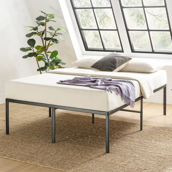 best price mattress Metal Platform Bed Frame with Heavy Duty Steel Slats, Black, Full