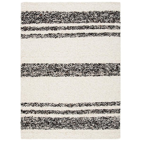 SAFAVIEH Natura Black/Ivory 6 ft. x 9 ft. Striped Tribal Area Rug