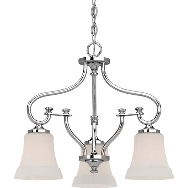 Volume Lighting Tes 3-Light Chrome Chandelier with White Frosted Glass Shade