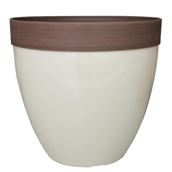 Southern Patio Hornsby Large 15 in. x 13.8 in. 31 Qt. Beige High-Density Resin Outdoor Planter