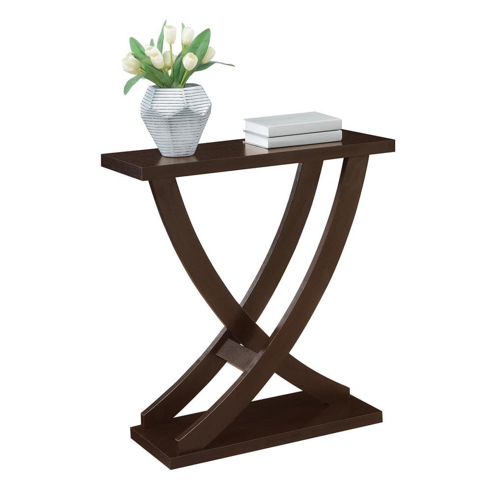 Espresso Woodgrain Contemporary Console Table with Storage