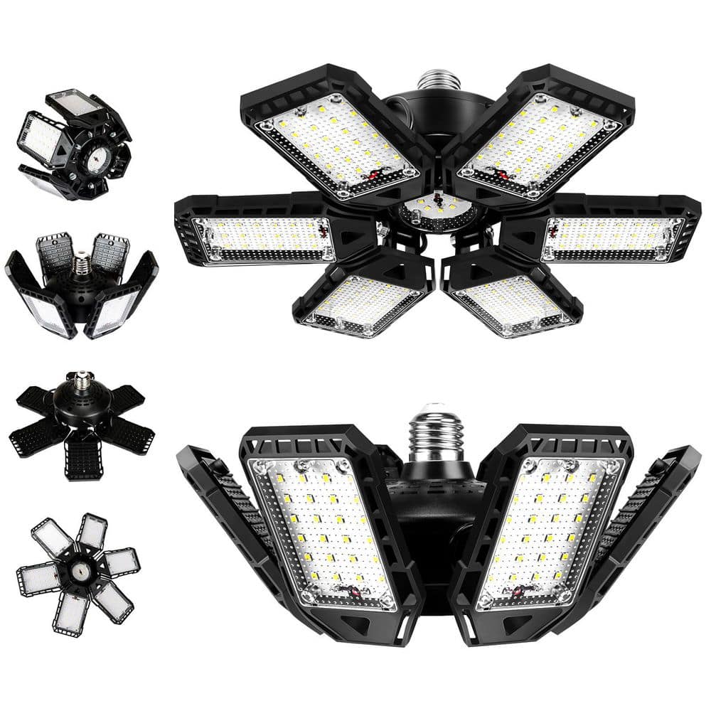 Adrinfly 180-Watts 2-Light Integrated LED Garage Light with 6+1