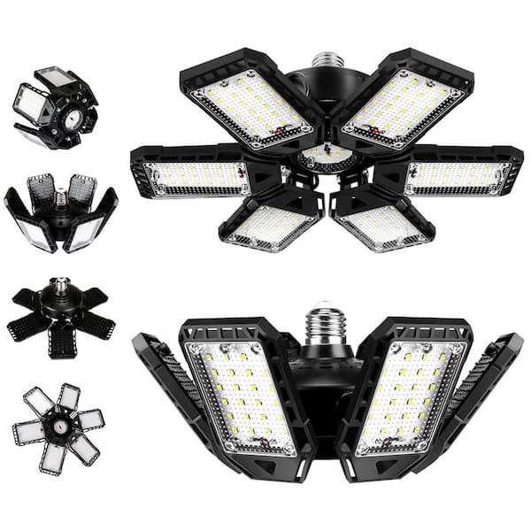 180-Watts 2-Light Integrated LED Garage Light with 6+1 Deformable Panels, 6500K Daylight, E26 Base Chandelier