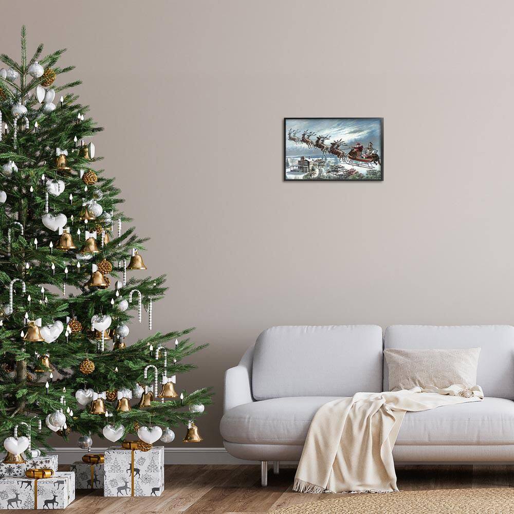 Santa's Sleigh over Town by Arlington Prints Black Framed Abstract Giclee Art Print 12 in. x 18 in. price history on PriceWatchPro