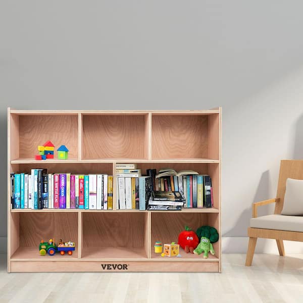 Storage Cabinet Cubes Plywood 8-Section Preschool Storage Shelves 36.2 in. H Cabinet Storage Organizer, Birch Color