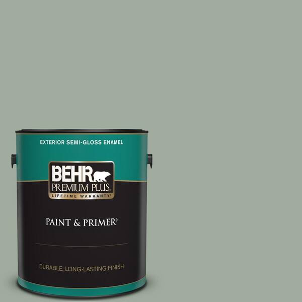 BEHR PREMIUM PLUS 1 gal. #PPU11-15 Green Balsam Semi-Gloss Enamel Exterior Paint & Primer