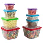 10-Piece Locking Round Plastic Food Storage Container Set with Snap-On Lids