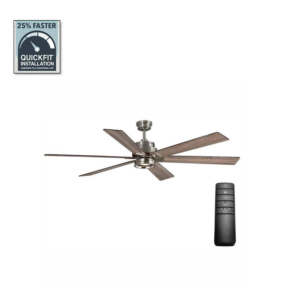 Home Decorators Collection Statewood 70 in. Indoor LED Brushed Nickel Ceiling Fan with Light Kit, Downrod, Remote Control and 6 Reversible Blades 51770 Sansujyuku sansujyuku.com