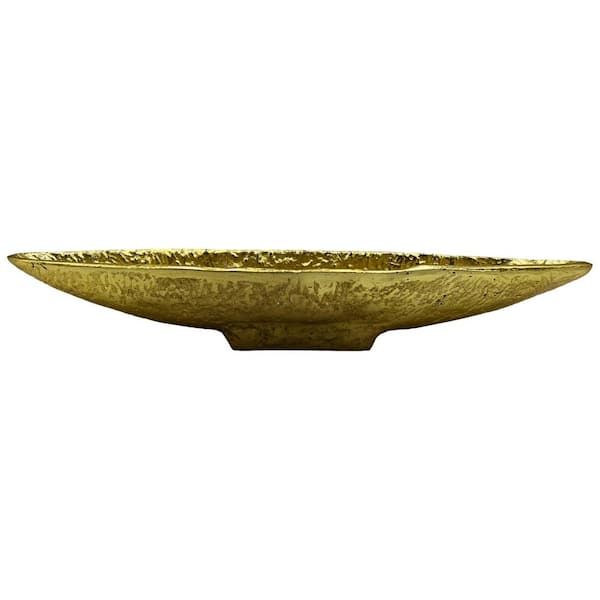 castellousa Gold 14 in. x 3 in. Aluminum Decorative Modern Metal Boat Tray